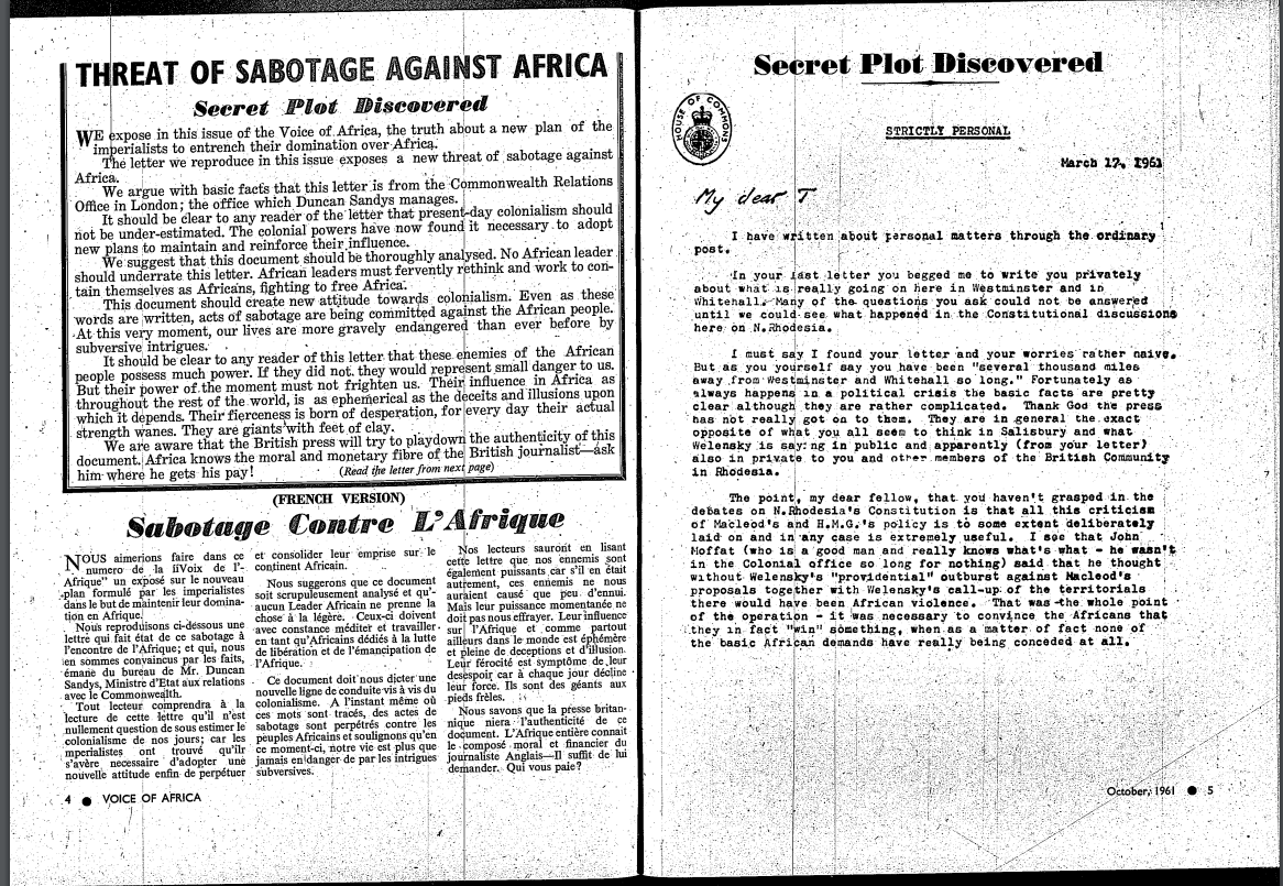 Voice of Africa, octobre 1961